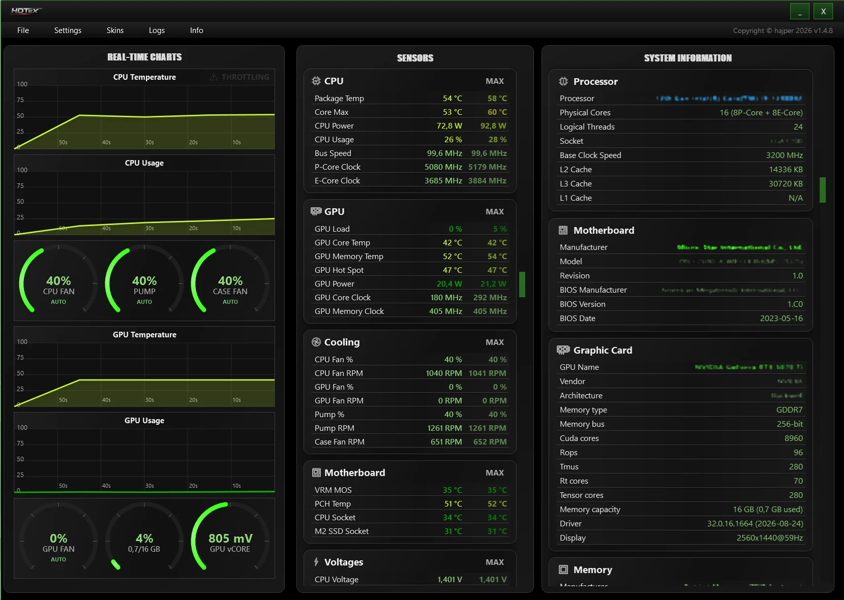 HDTLite — podstawowy panel diagnostyczny